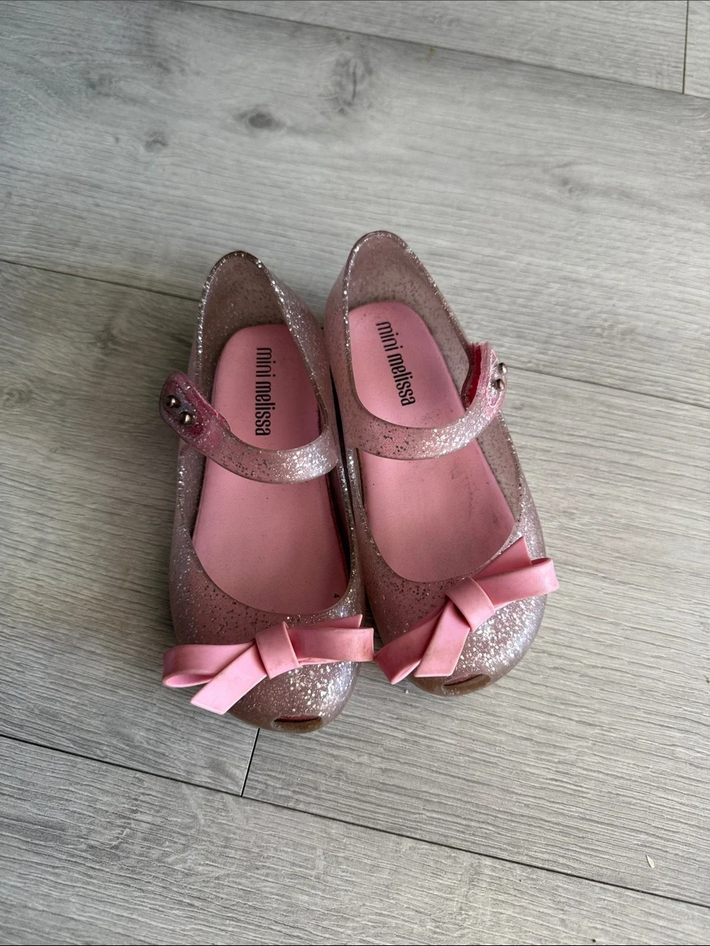 Mini Melissa Pink Glitter & Blush Floral Mary Jane Set